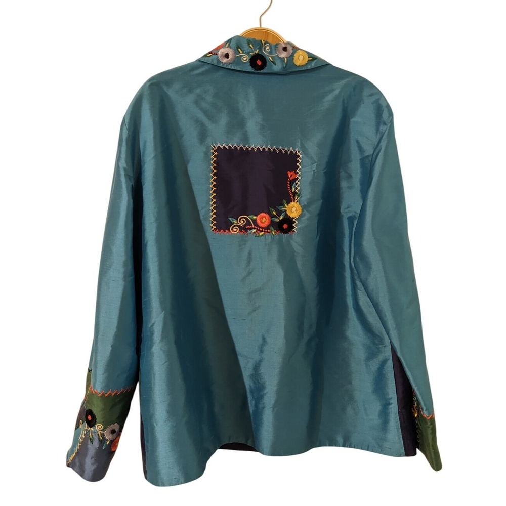 August Max Colorful Patchwork Embroidered Floral … - image 2